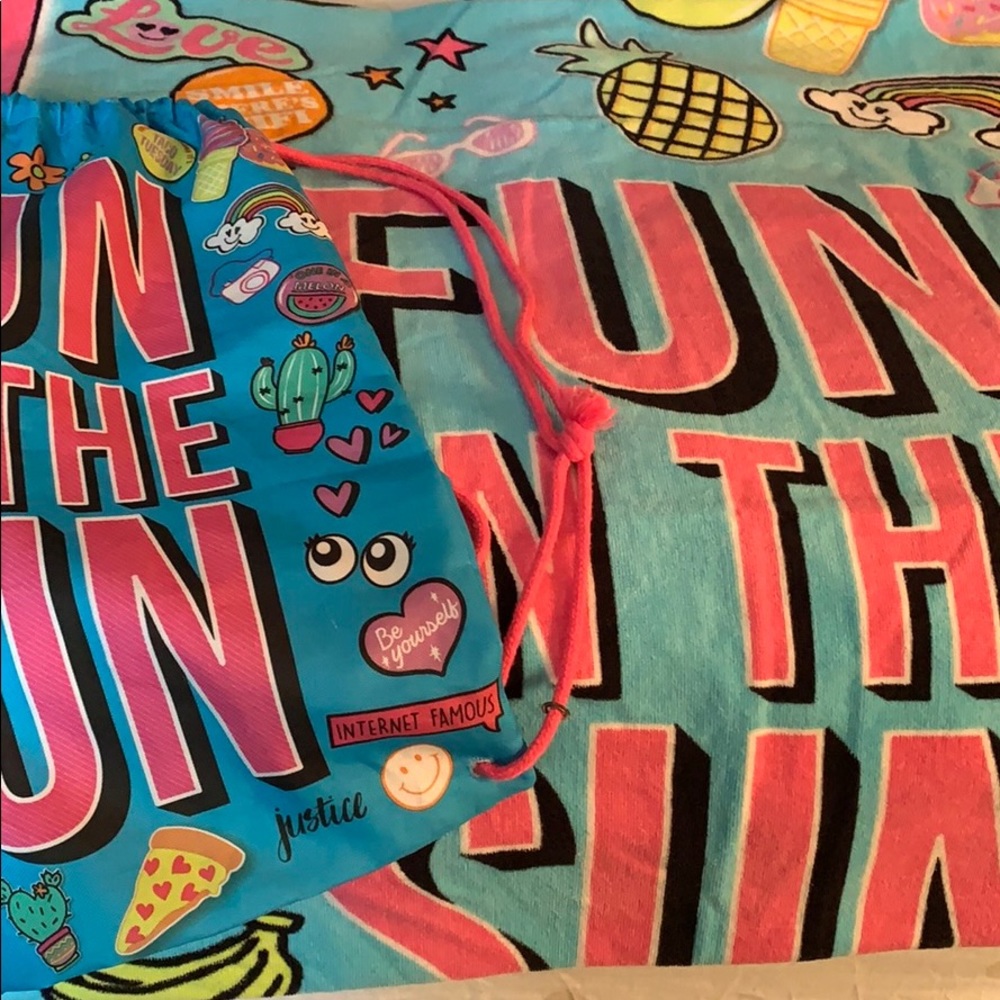 Justice beach towel and bag
